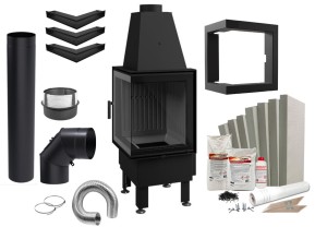 Wkład kominkowy HAJDUK Smart 2PT-S BLACK CAŁY ZASTAW RAMKA