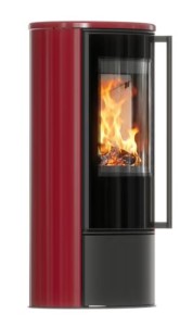 Piec stalowy ERIK Ø 150 5,5 kW kafel bordowy, pokrywa z kafli