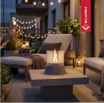 Biokominek wolnostojący RIBO biały - podstawa beton architektoniczny szary