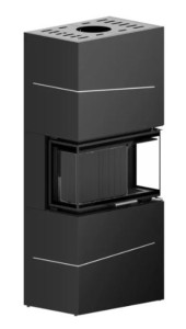 Wkład kominkowy w zabudowie stalowej ALBERO AL9C.H-D BLACK BOX CZARNY DECOR BIAŁY HITZE