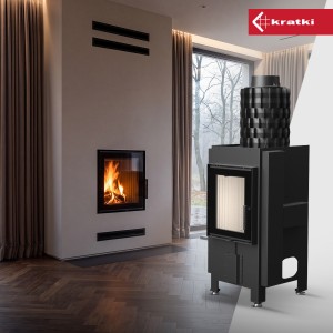 Kominek stalowy KRATKI MAGMA 13 kW Ø 200 z akumulacją żeliwną